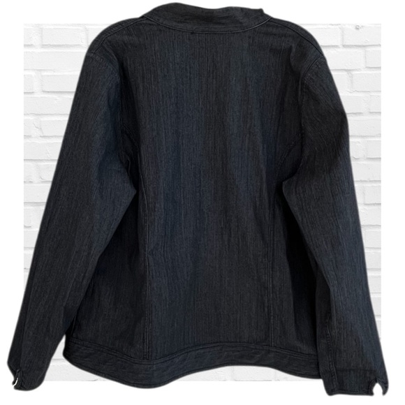 Chico’s Reversible Jean Jacket Animal Print Blue Zip Front Plus Size Denim - Picture 5 of 11